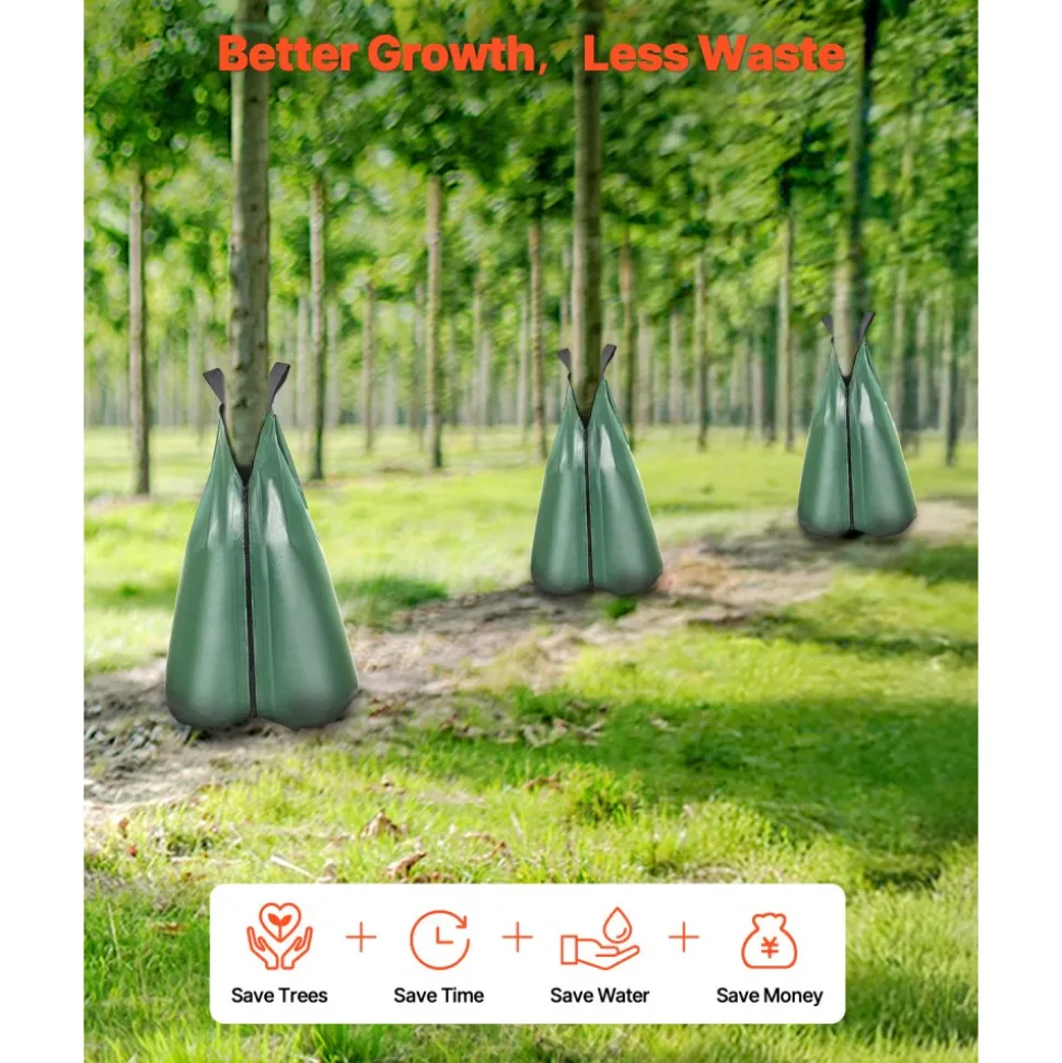 VEVOR Tree Watering Bag, 4 Packs 20 Gallons Watering Bags for New Trees, 5-9 Hours Slow Release Refillable Tree Drip Irrigation Bags with Zipper, Durable Tree Watering System for Deep Root Targeting