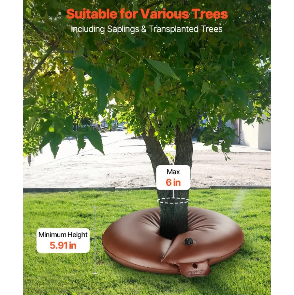VEVOR Tree Watering Rings, 4 Pcs 16 Gallons Tree Watering Bags, 6-9 Hours Slow Release, Refillable Planting Water Bags, Water Saving, Heavy Duty Watering System for Shrub Tree Root Drip Irrigation