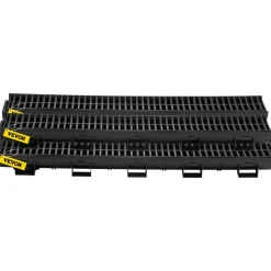 VEVOR Trench Drain System, Channel Drain with Plastic Grate, 5.7x3.1-Inch HDPE Drainage Trench, Black Plastic Garage Floor Drain, 5x39 Trench Drain Grate, with 5 End Caps, for Garden, Driveway-5 Pack