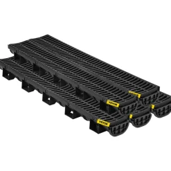 VEVOR Trench Drain System, Channel Drain with Plastic Grate, 5.7x3.1-Inch HDPE Drainage Trench, Black Plastic Garage Floor Drain, 5x39 Trench Drain Grate, with 5 End Caps, for Garden, Driveway-5 Pack