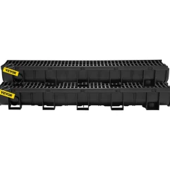 VEVOR Trench Drain System,5.8x5.2x39.4-Inch HDPE Drainage Trench,Channel Drain with Plastic Grate,Black Plastic Garage Floor Drain,3x39 Trench Drain Grate,with 3 End Caps, for Garden, Driveway-3 Pack