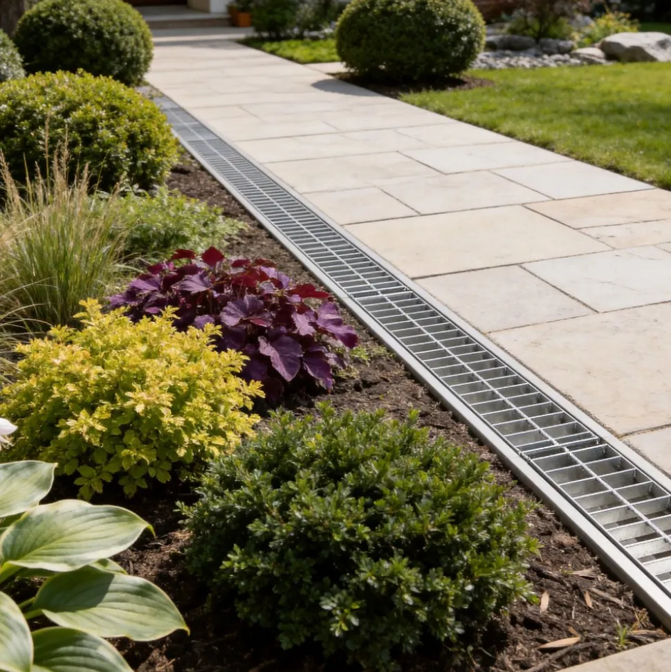 VEVOR Trench Drain, 43.3 x 5.8 x 5.5 in, Linear Drainage Channel with Carbon Steel Grate, 304 Stainless Steel Channel Drain, Premium Outdoor Drainage System for Driveway, Patio, Pool, Garden, Silver