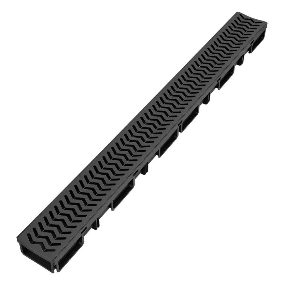 VEVOR Trench Drain, 39.6 x 4.1 x 2.4 in, 5 Pack Linear Drainage Channel, HDPE Channel Drain with Grates & End Caps, Premium Outdoor Drainage System for Driveway, Patio, Pool, Garden, Yard, Black