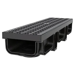 VEVOR Trench Drain, 20.1 x 5.5 x 3.5 in, 12 Pack Linear Drainage Channel, HDPE Channel Drain with Grates & End Caps, Premium Outdoor Drainage System for Driveway, Patio, Pool, Garden, Yard, Black