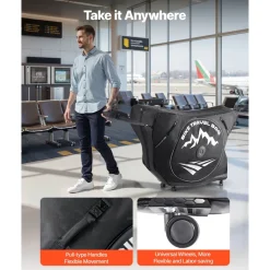 VEVOR Triathlon Bike Travel Bag, Transport Bicycle Storage Carry Bag with TSA Lock & Dual Zipper, Triathlon Bicycle Case Max. Wheelbase 42 in for Travel, Outdoor Use, Train Airplane Subway Transport