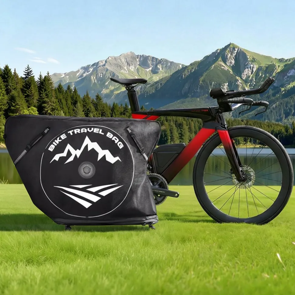 VEVOR Triathlon Bike Travel Bag, Transport Bicycle Storage Carry Bag with TSA Lock & Dual Zipper, Triathlon Bicycle Case Max. Wheelbase 42 in for Travel, Outdoor Use, Train Airplane Subway Transport