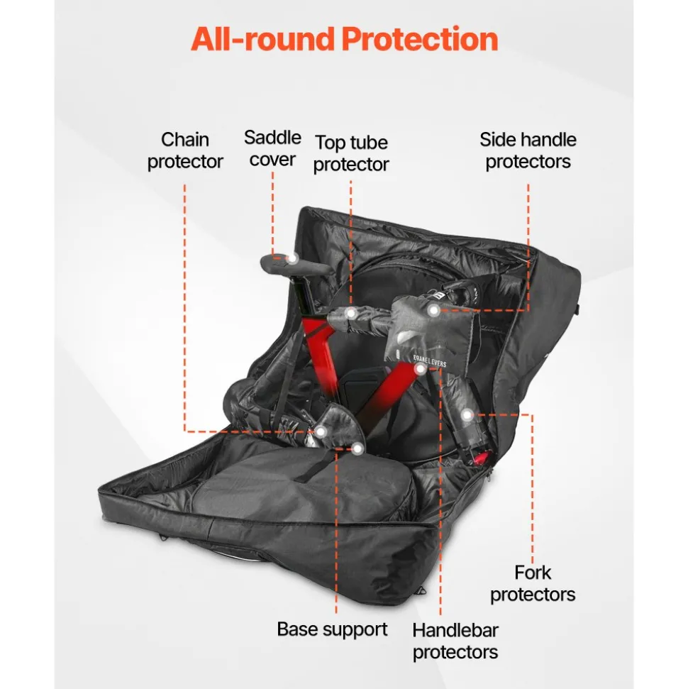 VEVOR Triathlon Bike Travel Bag, Transport Bicycle Storage Carry Bag with TSA Lock & Dual Zipper, Triathlon Bicycle Case Max. Wheelbase 42 in for Travel, Outdoor Use, Train Airplane Subway Transport