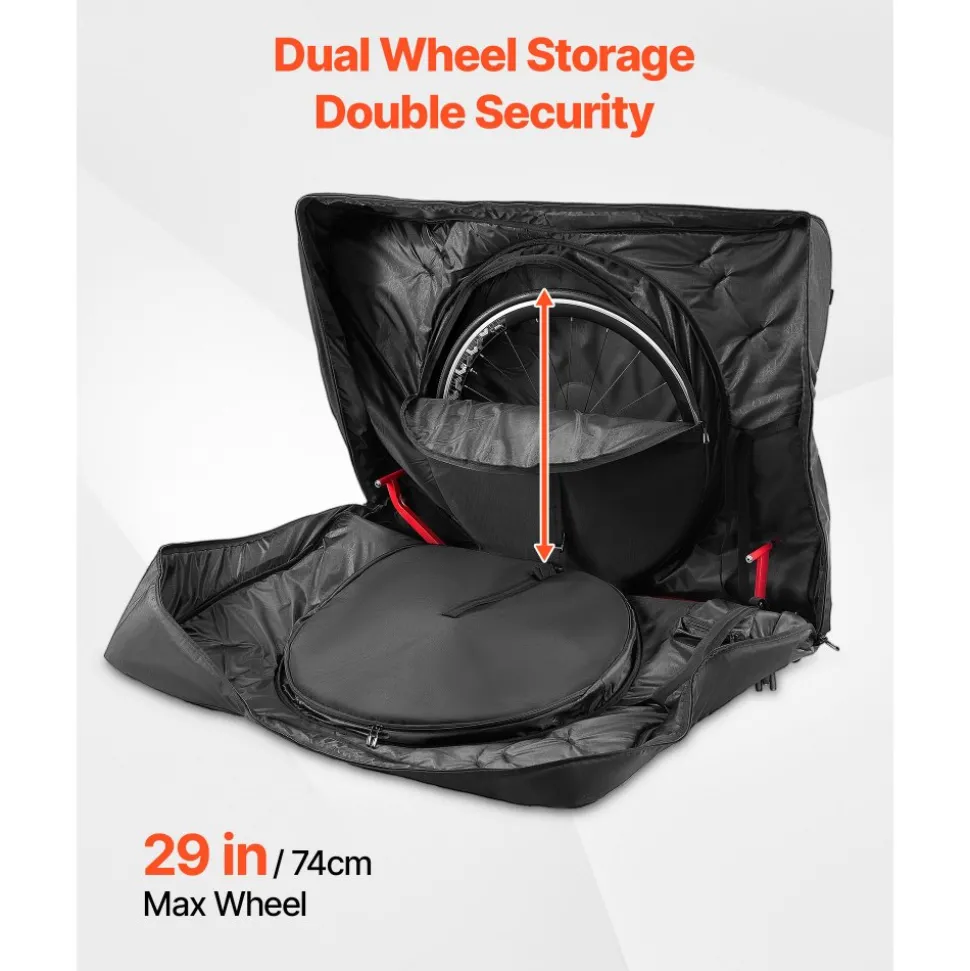 VEVOR Triathlon Bike Travel Bag, Transport Bicycle Storage Carry Bag with TSA Lock & Dual Zipper, Triathlon Bicycle Case Max. Wheelbase 42 in for Travel, Outdoor Use, Train Airplane Subway Transport