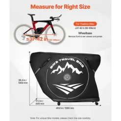 VEVOR Triathlon Bike Travel Bag, Transport Bicycle Storage Carry Bag with TSA Lock & Dual Zipper, Triathlon Bicycle Case Max. Wheelbase 42 in for Travel, Outdoor Use, Train Airplane Subway Transport