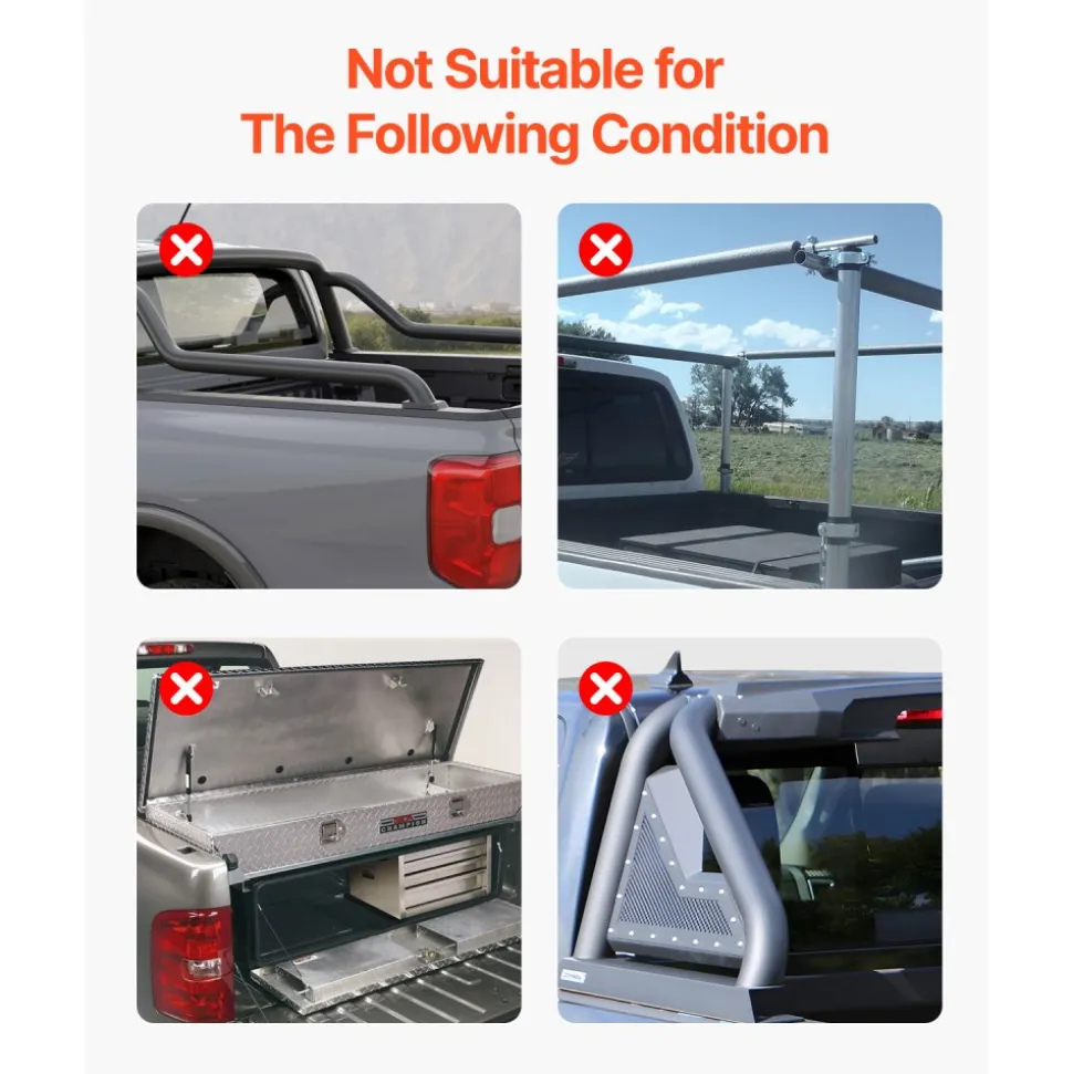 VEVOR Tri-Fold Truck Bed Tonneau Cover, Compatible with 2015-2024 Ford F-150, 6.5' (79") Bed, Only Fit 6.5' x 5.4' (79" x 65.2") Inside Bed, 400 lbs Load Capacity, LED Light, Quick Folding, Black