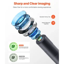 VEVOR Trinocular Microscope, 40-5000X Magnification, Professional Compound Microscope for Adult with Phone Adapter, LED Light, Aluminum Alloy Body, for Lab, School, Home, Education