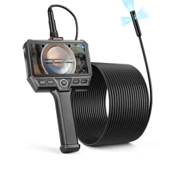 VEVOR Triple Lens Endoscope with 32.8FT Newly Ultra-Rigid Cable, Industrial Borescope with Light, 5" HD IPS Screen, 8 + 2 Lights, 8X Zoom, 5000mAh, IP67 Waterproof Snake Camera for Auto, Plumbing