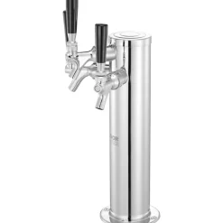 VEVOR Triple Taps Draft Beer Tower Dispenser, Stainless Steel Keg Beer Tower, Kegerator Tower Kit with Pre-Assembled Tubing and Self-Closing Faucet Shanks for Party, Bar, Pub, Restaurant