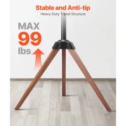VEVOR Tripod Easel TV Stand, for 40-65 inch Flat Screen/Curved TVs Up to 99 lbs, 18° Left-Right Rotation Portable TV Stand with Oak Wood Legs, for Bedroom, Living Room, Studio, MAX VESA 600 x 400 mm
