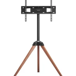 VEVOR Tripod Easel TV Stand, for 40-65 inch Flat Screen/Curved TVs Up to 99 lbs, 18° Left-Right Rotation Portable TV Stand with Oak Wood Legs, for Bedroom, Living Room, Studio, MAX VESA 600 x 400 mm