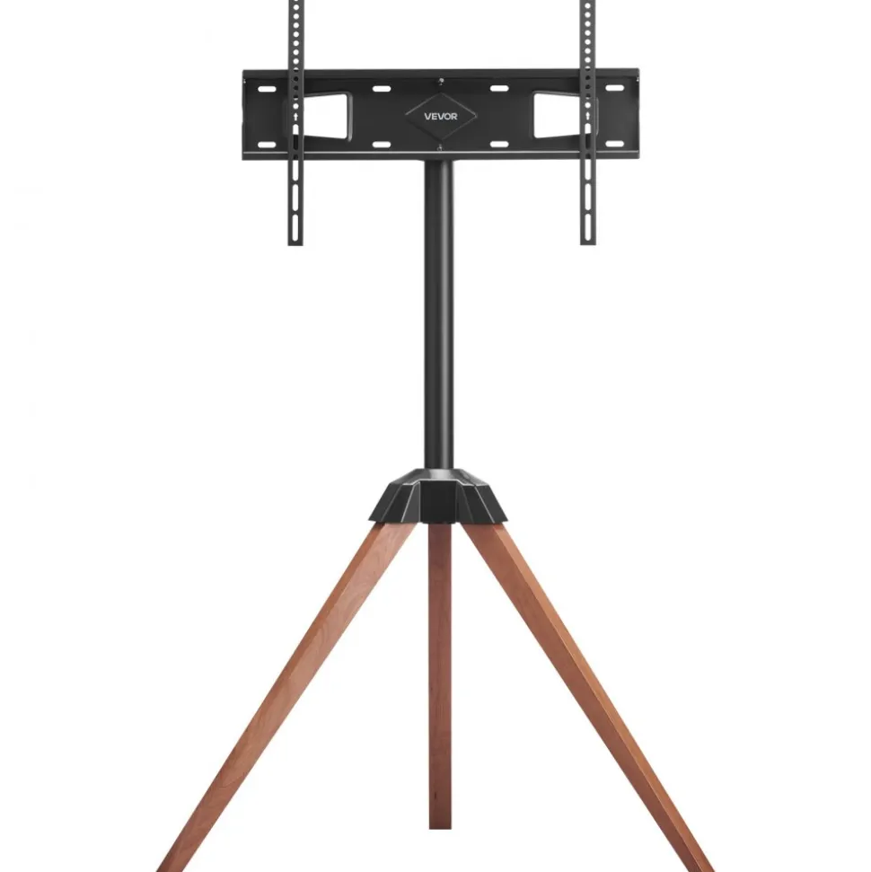 VEVOR Tripod Easel TV Stand, for 40-65 inch Flat Screen/Curved TVs Up to 99 lbs, 18° Left-Right Rotation Portable TV Stand with Oak Wood Legs, for Bedroom, Living Room, Studio, MAX VESA 600 x 400 mm