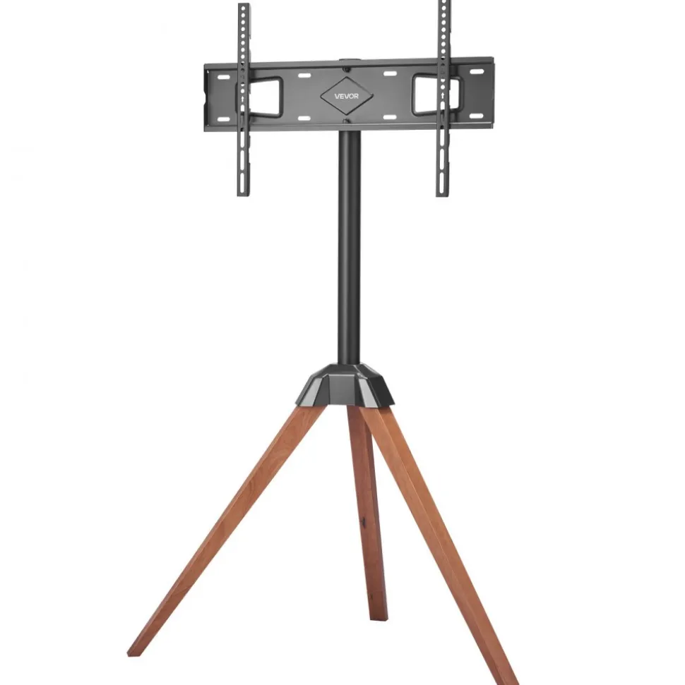 VEVOR Tripod Easel TV Stand, for 40-65 inch Flat Screen/Curved TVs Up to 99 lbs, 18° Left-Right Rotation Portable TV Stand with Oak Wood Legs, for Bedroom, Living Room, Studio, MAX VESA 600 x 400 mm