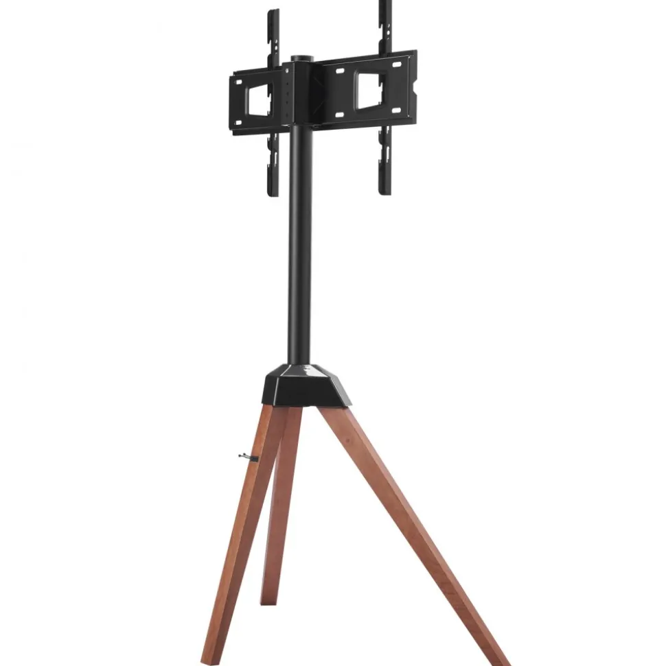 VEVOR Tripod Easel TV Stand, for 40-65 inch Flat Screen/Curved TVs Up to 99 lbs, 18° Left-Right Rotation Portable TV Stand with Oak Wood Legs, for Bedroom, Living Room, Studio, MAX VESA 600 x 400 mm