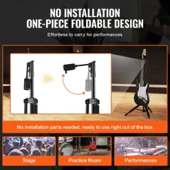 VEVOR Tripod Guitar Stand, 33 lbs/15 kg Load Capacity, Floor-Standing Foldable Guitar Stand Display Rack with 35.4-47.2 in/900-1200 mm Adjustable Height, for Guitar Acoustic Electric Classical Bass