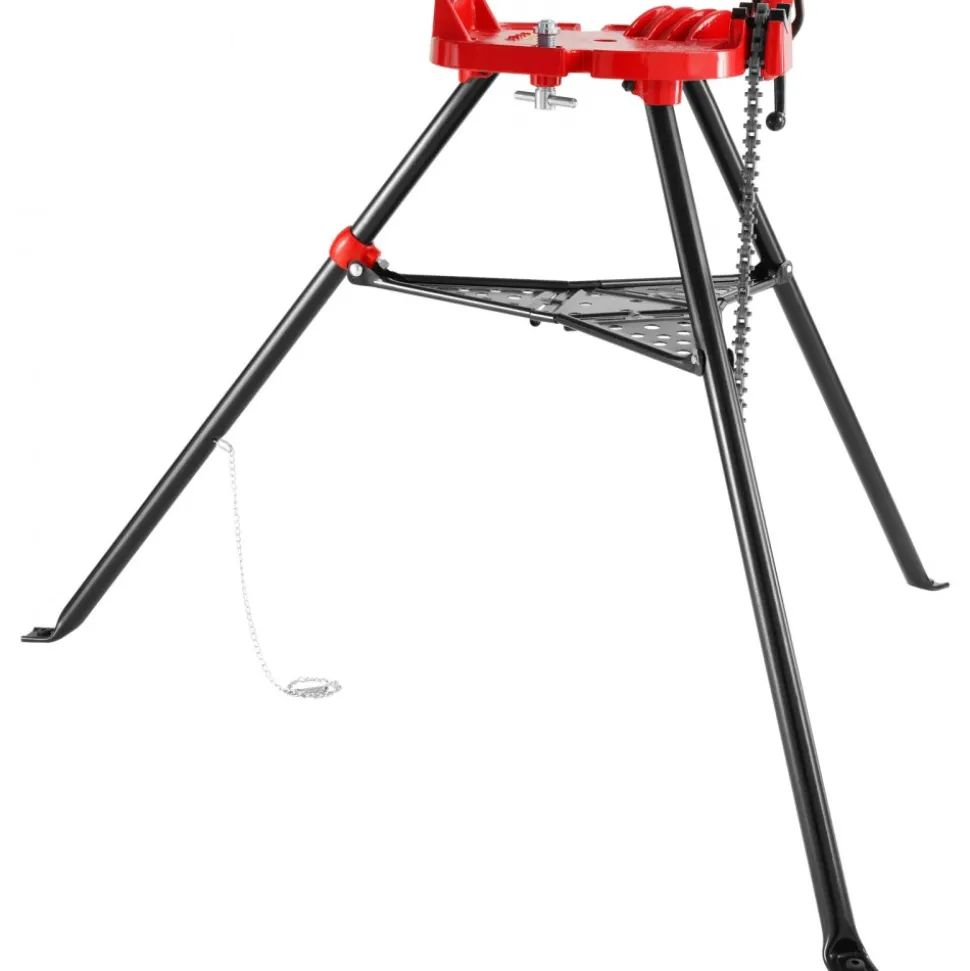 VEVOR 460-6 Tripod Pipe Chain Vise 1/8"-6" Capacity, Pipe Stand Portable Foldable Steel Legs, Pipe Stands with Tool Tray, Tripod Stand Chain Vise Ideal for a Variety of Pipe Materials