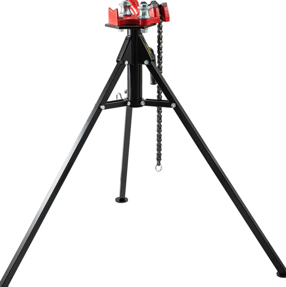 VEVOR Tripod Pipe Chain Vise, 1/8"-5" Pipe Capacity, 36.4“ Length Chain Vise Stand with Portable Folding Steel Legs, for Grabbing, Supporting and Bending Pipes in Factory, Workshop and Home