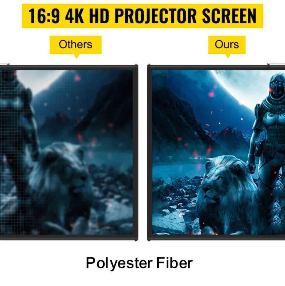 VEVOR Tripod Projector Screen with Stand 70 inch 16:9 4K HD Projection Screen Stand Wrinkle-Free Height Adjustable Portable Screen for Projector Indoor & Outdoor for Movie, Home Cinema, Gaming, Office