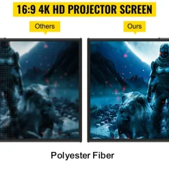 VEVOR Tripod Projector Screen with Stand 110inch 16:9 4K HD Projection Screen Stand Wrinkle-Free Height Adjustable Portable Screen for Projector Indoor & Outdoor for Movie, Home Cinema, Gaming, Office