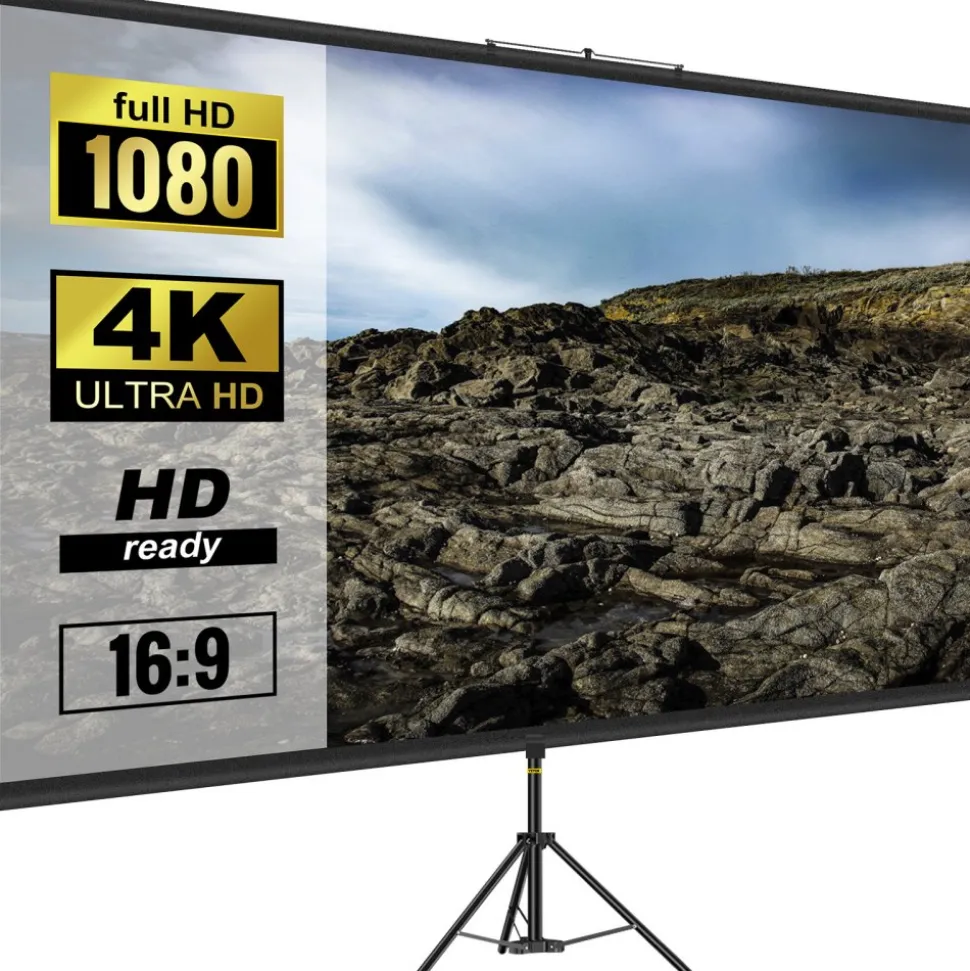 VEVOR Tripod Projector Screen with Stand 110inch 16:9 4K HD Projection Screen Stand Wrinkle-Free Height Adjustable Portable Screen for Projector Indoor & Outdoor for Movie, Home Cinema, Gaming, Office