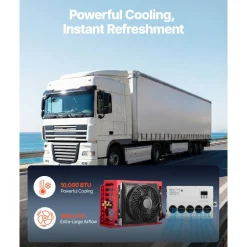 VEVOR Truck Air Conditioner, 12V 10000 BTU Mini Split AC Unit, 400 m³/h Airflow Cab Air Conditioner, Quiet A/C Unit Fast Cooling for Semi Truck, Camper, Construction Vehicle, Crane, Tractor, Excavator