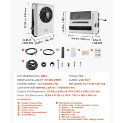 VEVOR Truck Air Conditioner, 12V 10000 BTU Mini Split AC Unit, 400 m³/h Airflow Cab Air Conditioner, Fast Cooling Low Noise for Semi Truck, Camper, Construction Vehicle, Crane, Tractor, Excavator