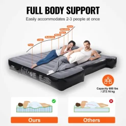 VEVOR Truck Bed Air Mattress, for 5.5-5.8 ft Full Size Short Truck Beds, Inflatable Air Mattress Camping Bed with 12V Air Pump 2 Pillows, Carry Bag, for Silverado, RAM, F Series, Sierra, Titan, Tundra