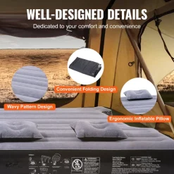 VEVOR Truck Bed Air Mattress, for 5.5-5.8 ft Full Size Short Truck Beds, Inflatable Air Mattress Camping Bed with 12V Air Pump 2 Pillows, Carry Bag, for Silverado, RAM, F Series, Sierra, Titan, Tundra