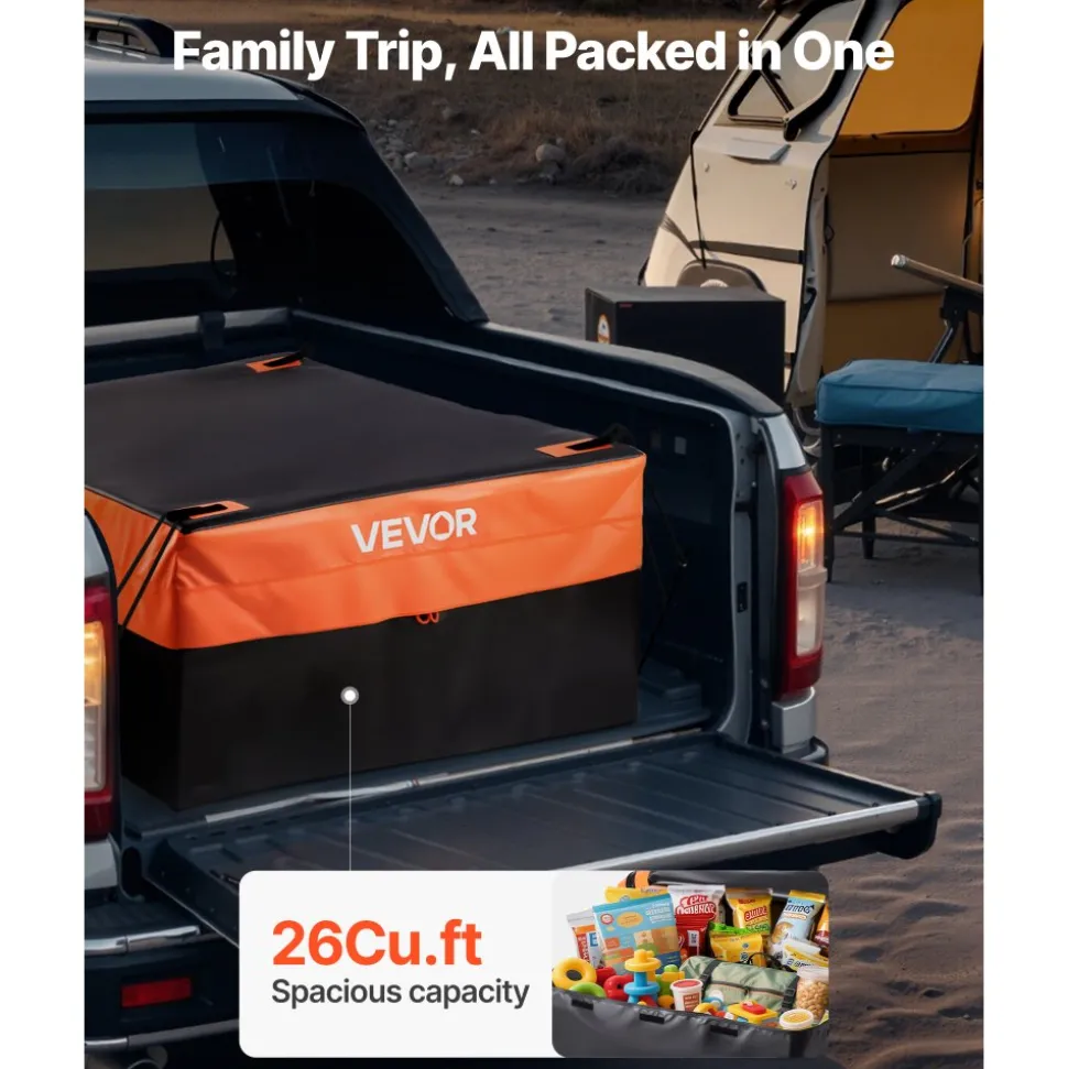 VEVOR Truck Bed Cargo Bag, Waterproof 840D PVC, 51.18 x 40.16 x 21.85 in (26 Cubic Feet), Heavy Duty Cargo Bag for Truck Bed with 4 Bungee Cords with Hooks, Fits a Variety of SUV and Pickup Trucks