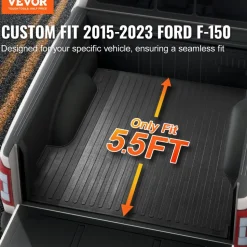 VEVOR Truck Bed Mat, Fits for 2015-2023 Ford F150 5.5 FT Short Bed, 66.5" x 64" Rubber Truck Bed Liner, 1/4" Thick Bed Mat Car Accessories for All-Weather Protection, Prevent Slipping or Damage