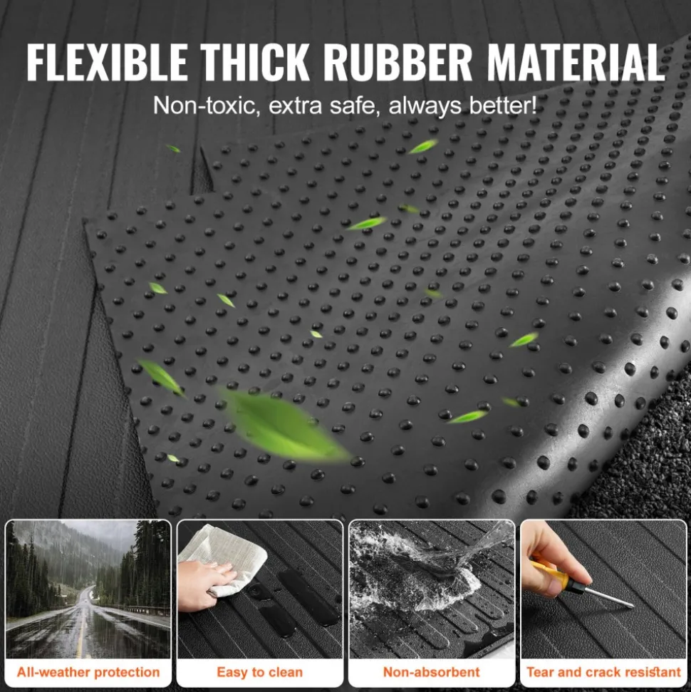 VEVOR Truck Bed Mat, Fits for 2015-2023 Ford F150 5.5 FT Short Bed, 66.5" x 64" Rubber Truck Bed Liner, 1/4" Thick Bed Mat Car Accessories for All-Weather Protection, Prevent Slipping or Damage