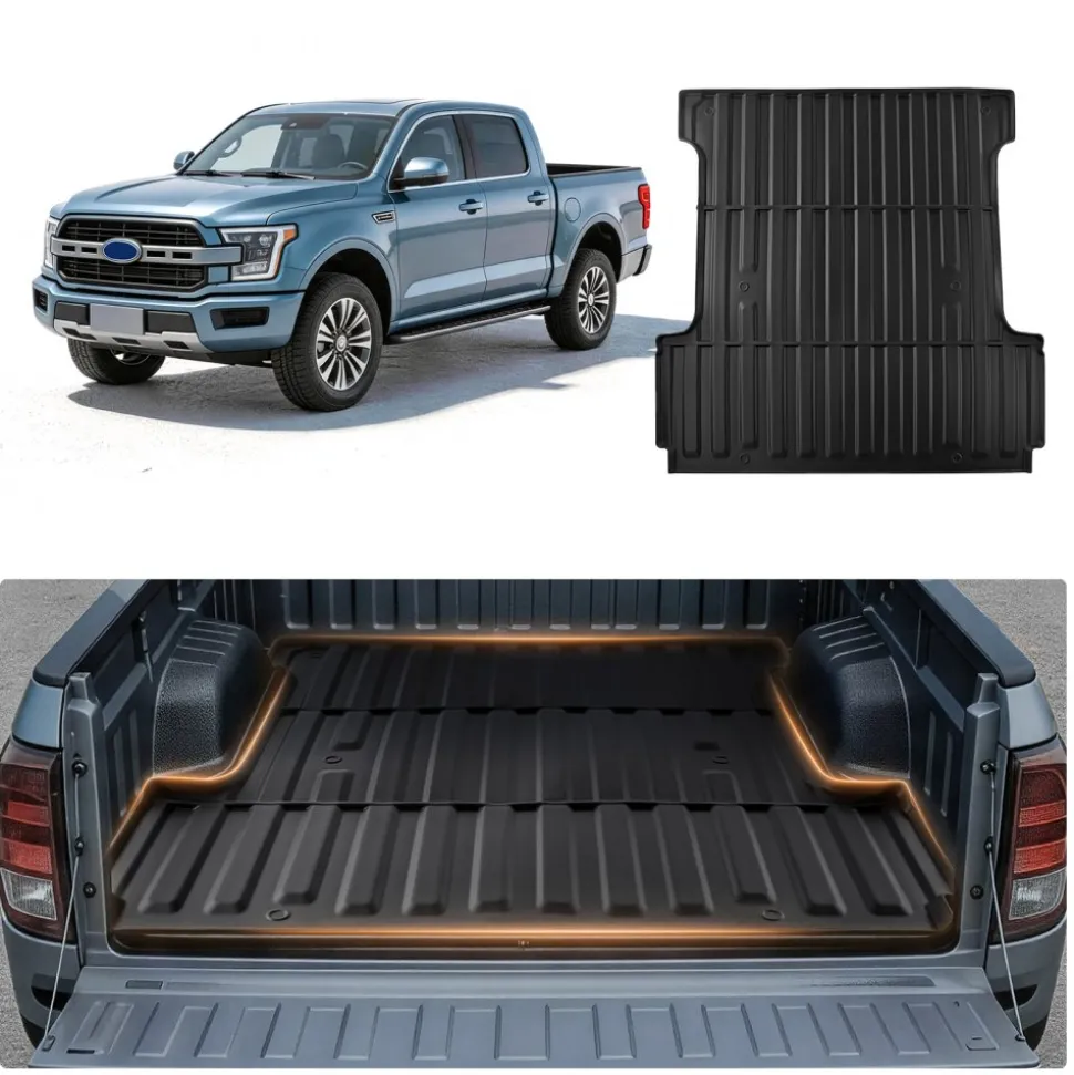 VEVOR Truck Bed Mat, TPE, Compatible with 2015-2026 Ford F150 Lightning Bed, Heavy Duty Custom Fit, All Weather Protection Pickup Car Cargo Trunk Liner Replacement, for 2015-2026 Ford F150 Accessories