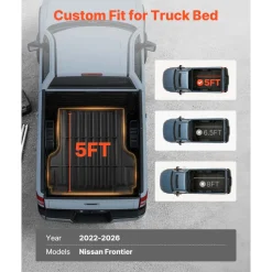 VEVOR Truck Bed Mat, TPE, Compatible with 2022-2026 Nissan Frontier Bed, Heavy Duty Custom Fit, All Weather Protection Pickup Car Trunk Liner Replacement, for 2022-2026 Nissan Frontier Accessories
