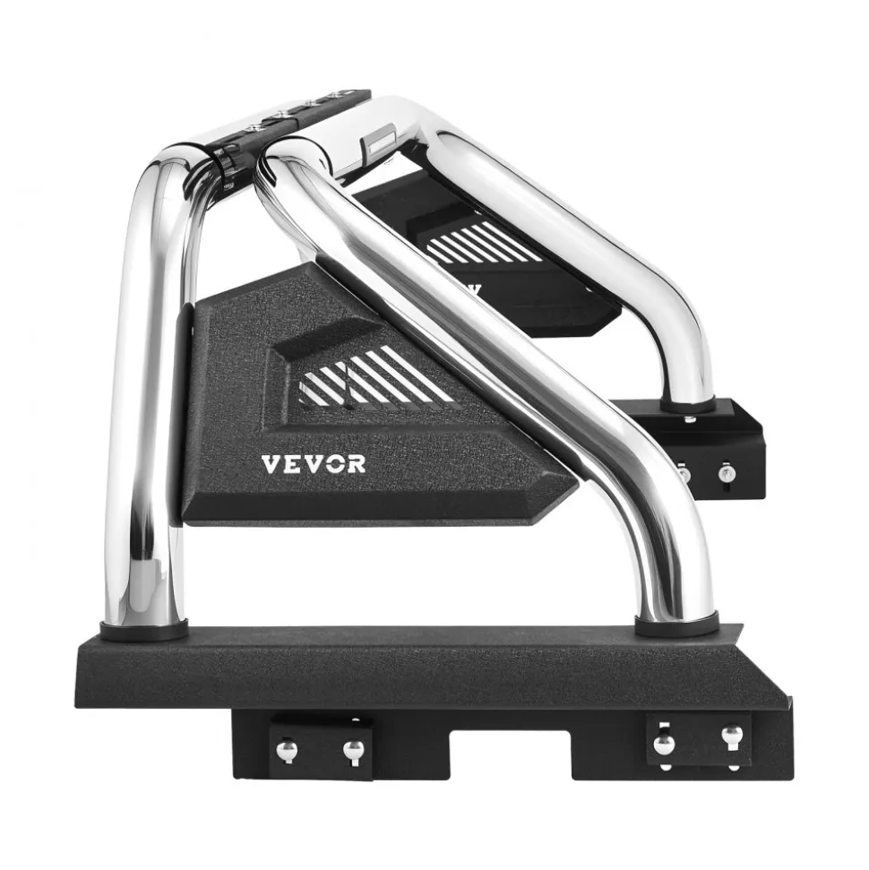 VEVOR Truck Bed Roll Bar, Universal Adjustable Sport Bar Chase Rack Compatible with Full-Size & Mid-Size Pickup, With LED Brake Light, Stainless Steel + Carbon Steel No Rack Included