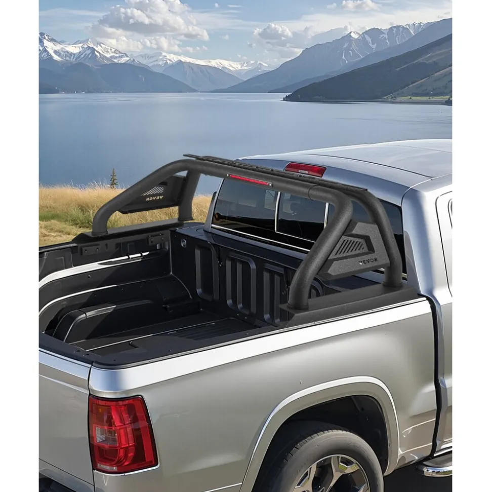 VEVOR Truck Bed Roll Bar, Universal Adjustable Sport Bar Chase Rack, with Luggage Rack for Full-Size Pickup, Carbon Steel Construction with Extension Light Bracket, Rust-resistant Coating