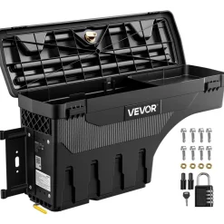 VEVOR Truck Bed Storage Box, 6.6 Gal/25 L Waterproof ABS Wheel Well Tool Box with Anti-Theft Combination Lock, Compatible with 2002-2018 Dodge Ram 1500 2500 3500, Driver Side Left (Drilling Required)