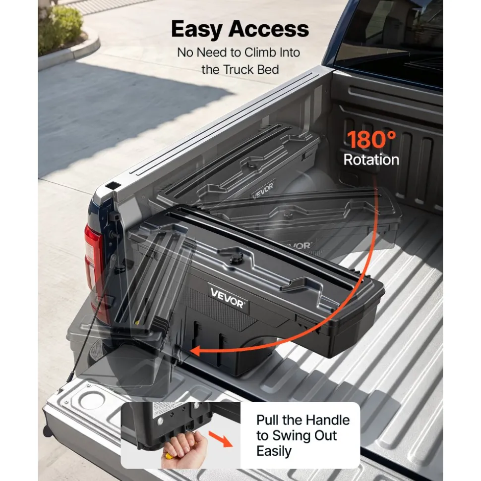 VEVOR Truck Bed Storage Box, 6.6 Gal/25 L Waterproof ABS Wheel Well Tool Box with Anti-Theft Combination Lock, Compatible with 2002-2018 Dodge Ram 1500 2500 3500, Driver Side Left (Drilling Required)