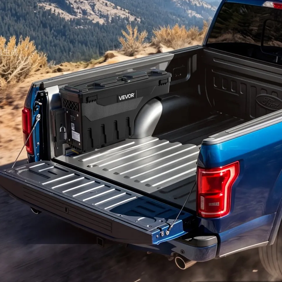 VEVOR Truck Bed Storage Box, 6.6 Gal/25 L Waterproof ABS Wheel Well Tool Box with Anti-Theft Combination Lock, Compatible with 2002-2018 Dodge Ram 1500 2500 3500, Driver Side Left (Drilling Required)
