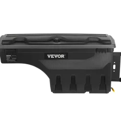 VEVOR Truck Bed Storage Box, Lockable Lid, Waterproof ABS Wheel Well Tool Box 6.6 Gal/20 L, Compatible with Chevrolet Silverado 1500 GMC Sierra 1500 2019-2020, Driver Side, Black