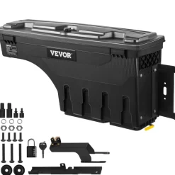 VEVOR Truck Bed Storage Box, Lockable with Password Padlock, 6.6 Gal/25 L ABS Wheel Well Tool Box, Waterproof and Durable, Compatible with Ford F-150 2015-2021, Passenger Side