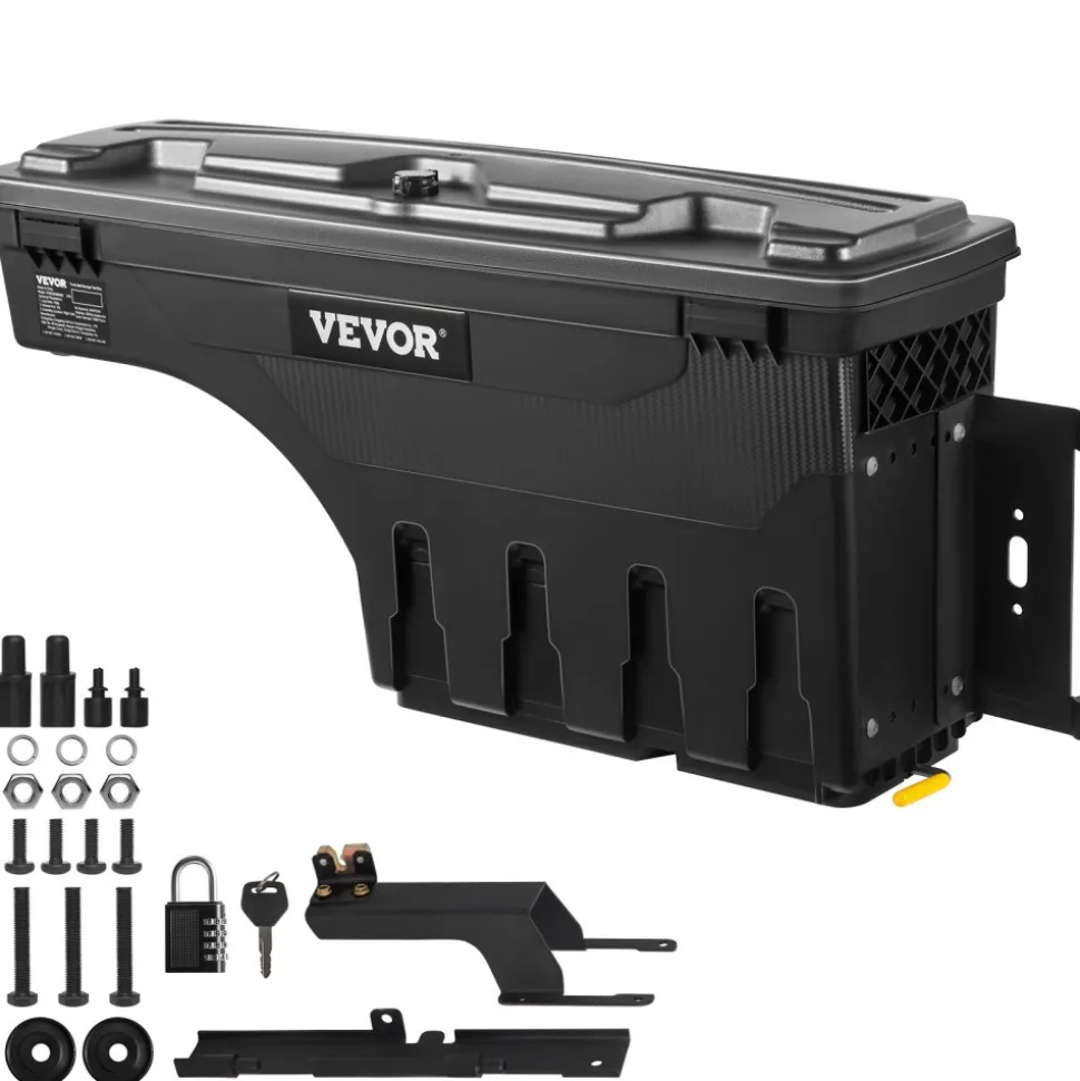 VEVOR Truck Bed Storage Box, Lockable with Password Padlock, 6.6 Gal/25 L ABS Wheel Well Tool Box, Waterproof and Durable, Compatible with Ford F-150 2015-2021, Passenger Side