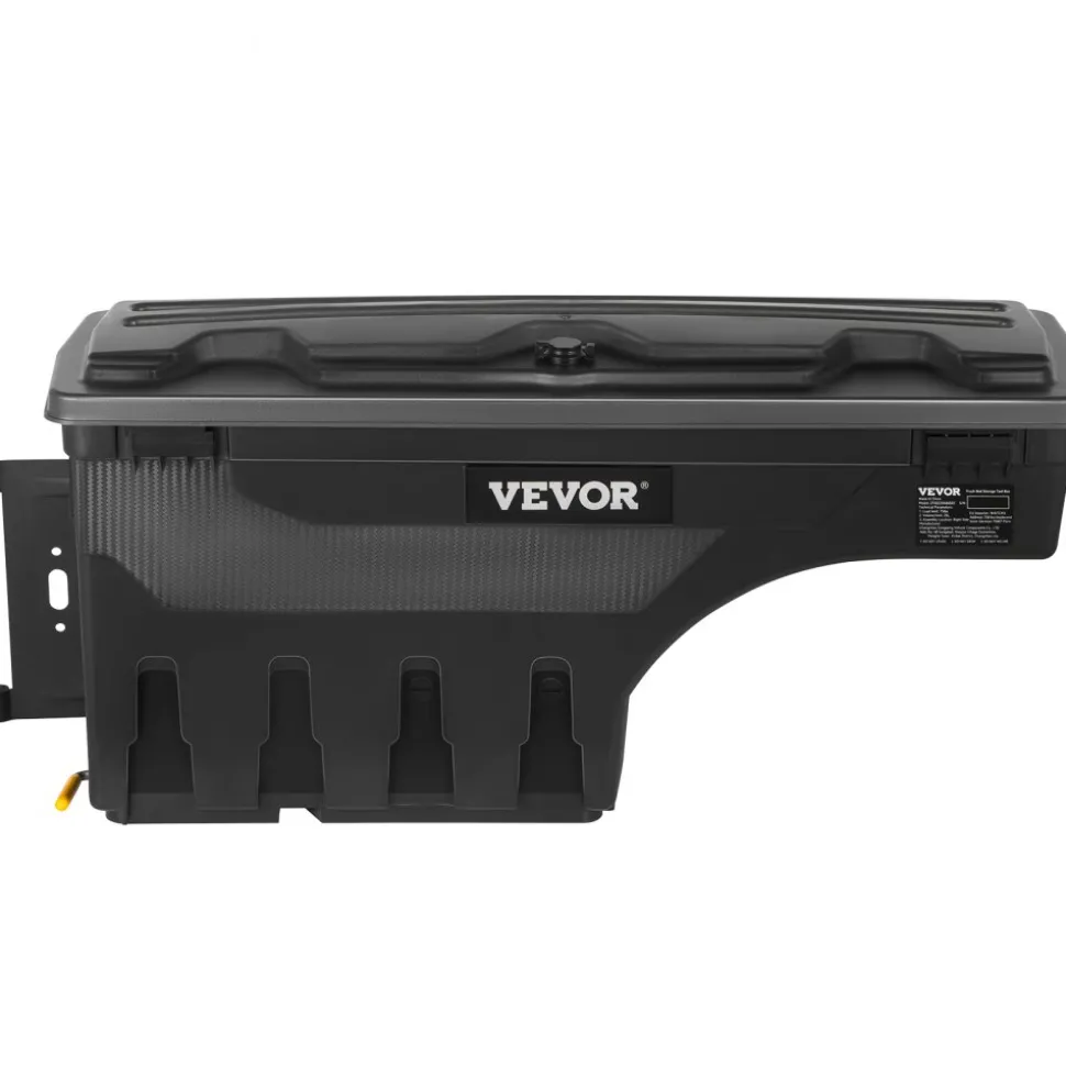 VEVOR Truck Bed Storage Box, Lockable Lid, Waterproof ABS Wheel Well Tool Box 6.6 Gal/20 L with Password Padlock, Compatible with Tundra 2007-2021, Driver Side, Black