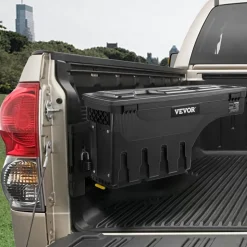 VEVOR Truck Bed Storage Box, Lockable Lid, Waterproof ABS Wheel Well Tool Box 6.6 Gal/20 L with Password Padlock, Compatible with Tundra 2007-2021, Driver Side, Black