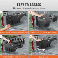 VEVOR Truck Bed Storage Box, Lockable with Password Padlock, 6.6 Gal/25 L ABS Wheel Well Tool Box, Waterproof and Durable, Compatible with Ford F-150 2015-2021, Drivers Side (Left)