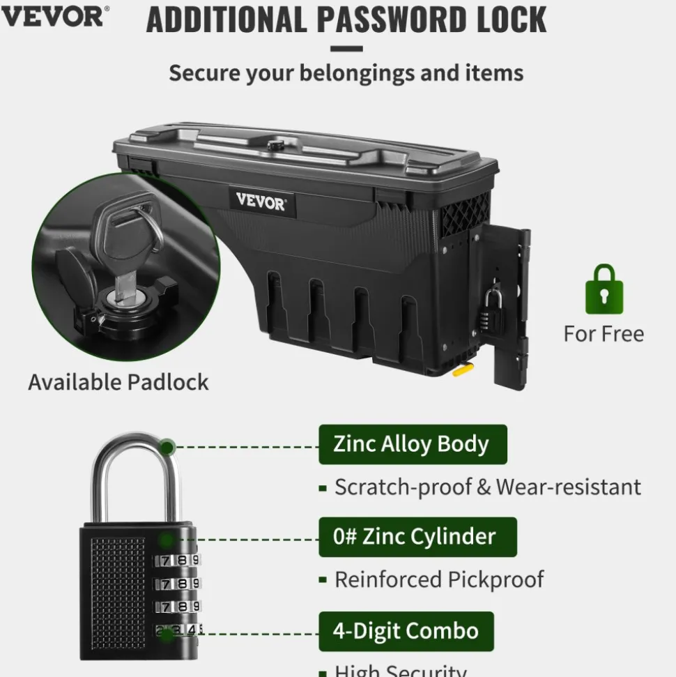 VEVOR Truck Bed Storage Tool Box Lockable for Tundra 2007-2021 Left and Right