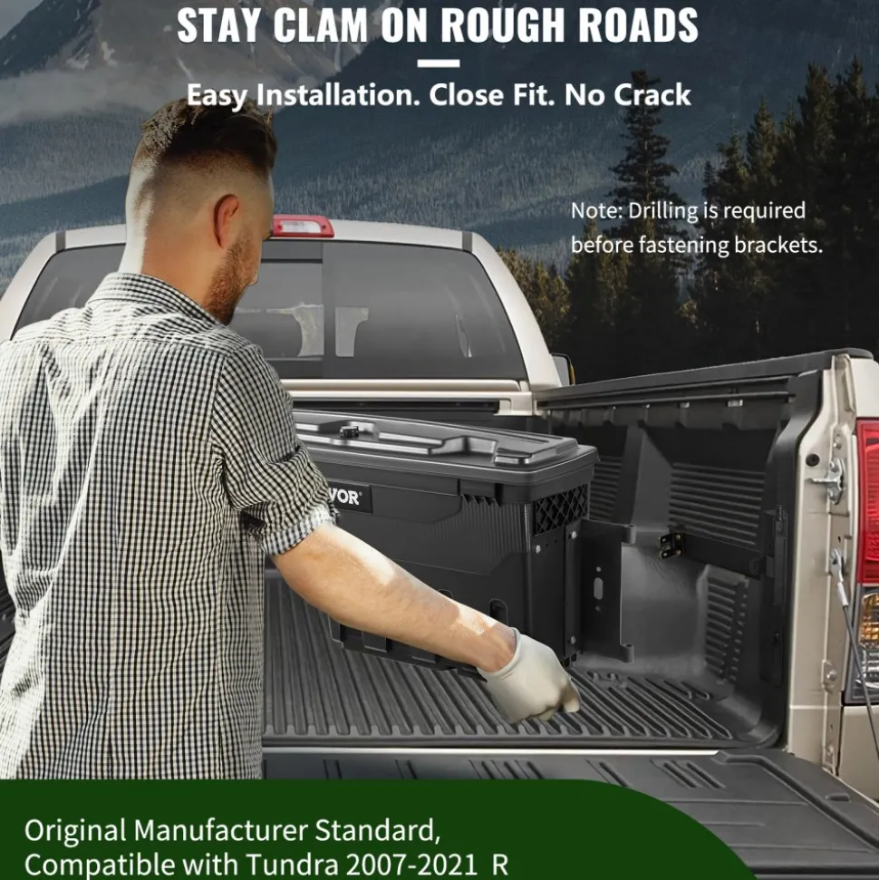 VEVOR Truck Bed Storage Tool Box Lockable for Tundra 2007-2021 Left and Right